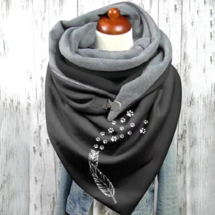 Owl Print Button Casual Fashion Scarf Shawl