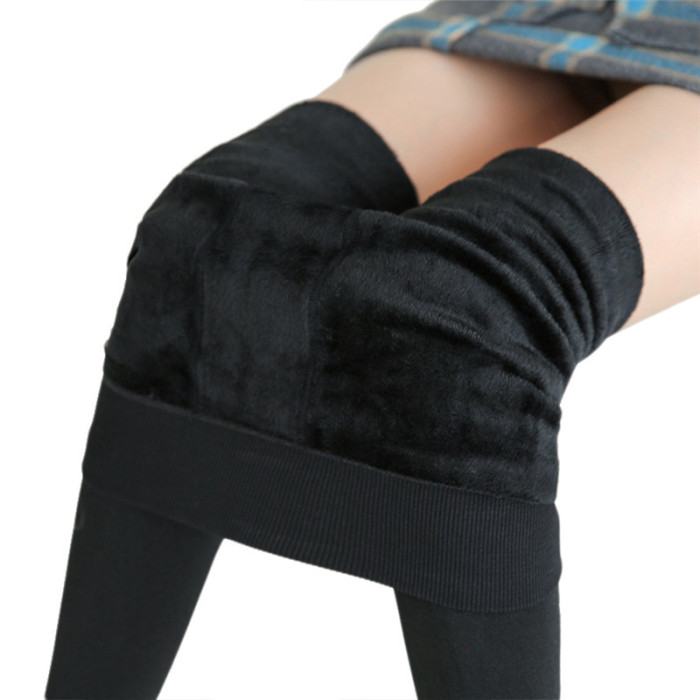 Winter Warm Leggins Solid Color Velvet High Waist Leggings Stretchy Leggings