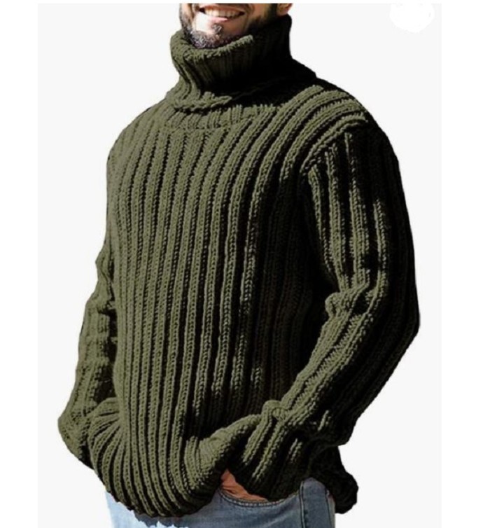 Fashion Warm Turtleneck Solid Color Casual Slim Fit Men's Sweater