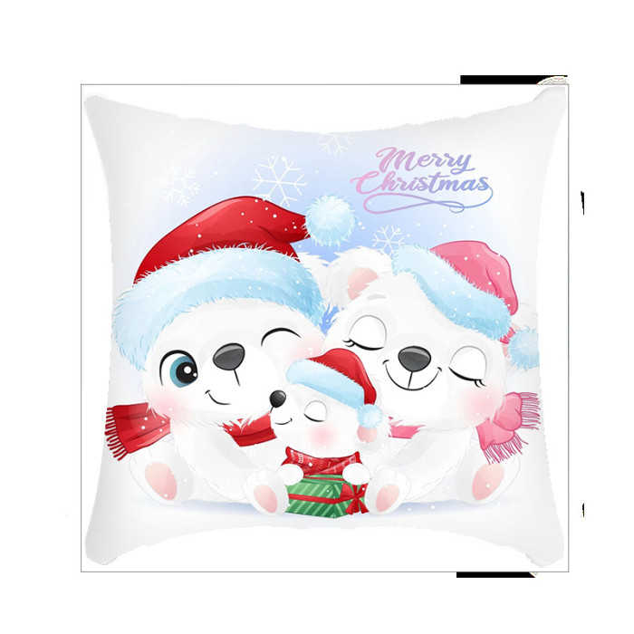 Sofa Christmas Home Bedside Linen Short Plush Print  Cushion Cover