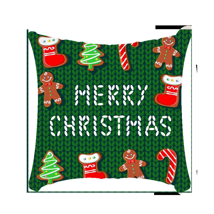 Sofa Christmas Home Bedside Linen Short Plush Print  Cushion Cover