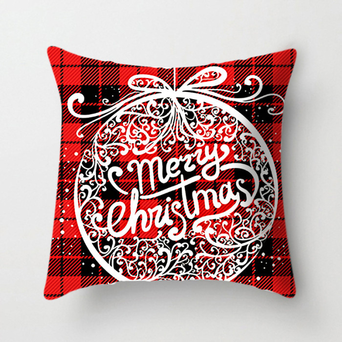 Sofa Christmas Home Bedside Linen Short Plush Print  Cushion Cover