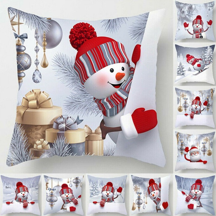 Snowman Christmas Home Decor Sofa Decor Gifts Cushion Cover