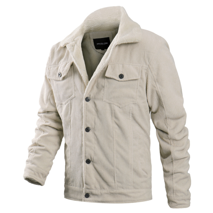 Men's Fashion Fleece Lined Warm Casual Lapel Jacket Coat