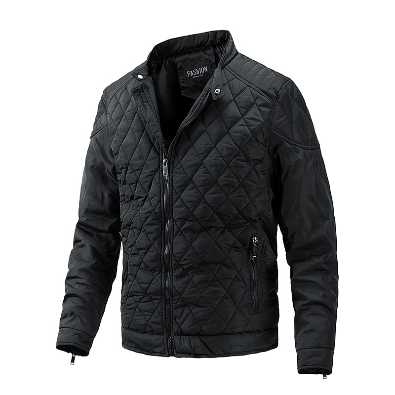 Fashion Men's Warm Motorcycle Plaid Casual Slim Fit Parka Jacket Coat