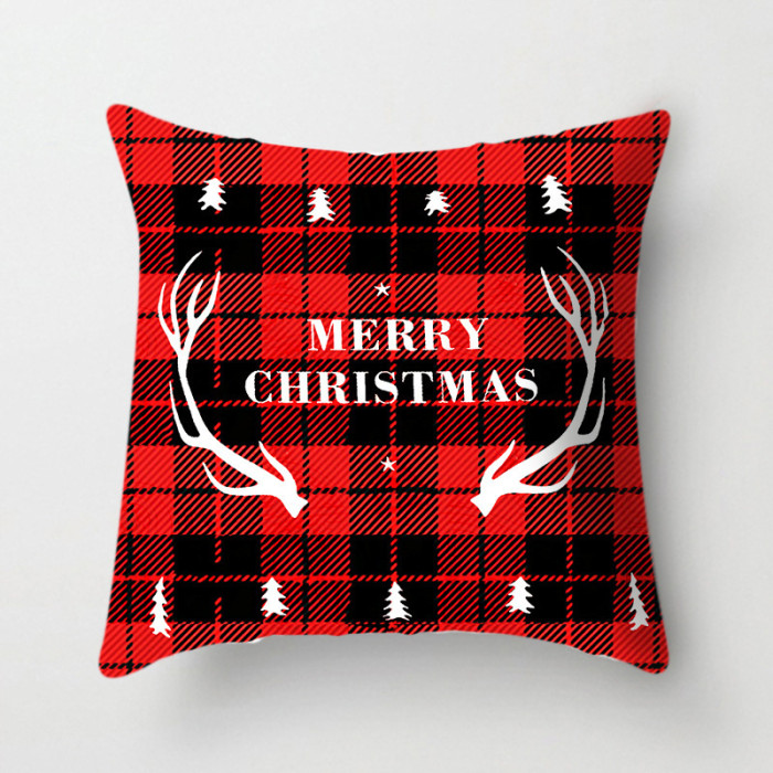 Sofa Christmas Home Bedside Linen Short Plush Print  Cushion Cover