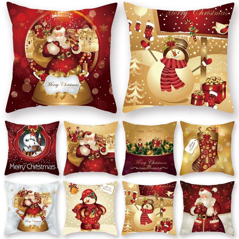 Christmas Golden Cartoon Home Decorations  Cushion Cover