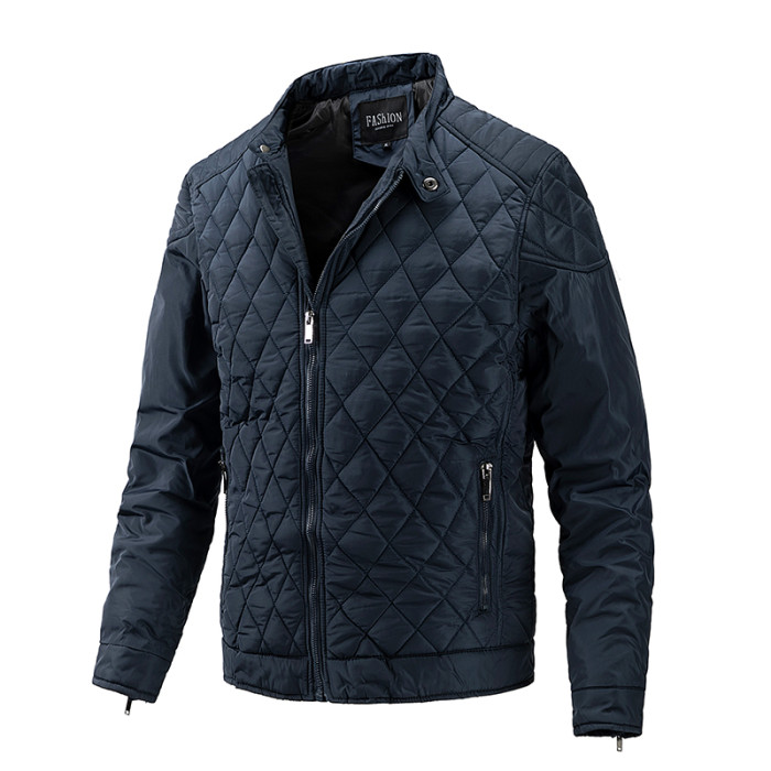 Fashion Men's Warm Motorcycle Plaid Casual Slim Fit Parka Jacket Coat