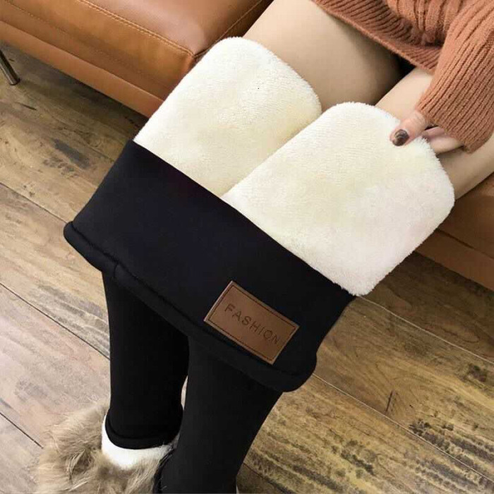 Women's Fashion High Waist Warm Fleece Casual Skinny Leggings