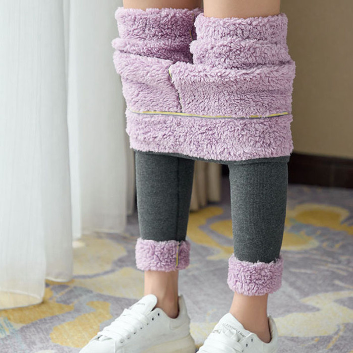 Fashion Warm Plush High Waist Tight Solid Color Casual Stretch Leggings