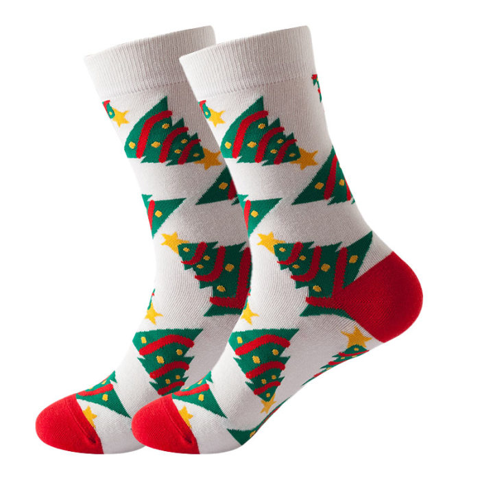 Fashion Novelty Harajuku Christmas Tree Snowflake Socks for Men and Women