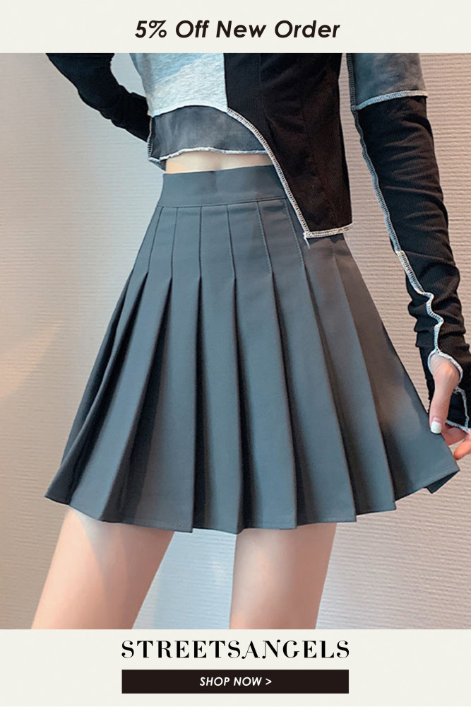 Solid Color Pleated Fashion High Waist College Mini A-Line Skirt