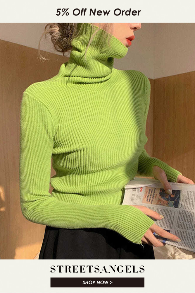 Fashion Stack Collar Solid Color Turtleneck Slim Fit Casual Soft Knit Sweater
