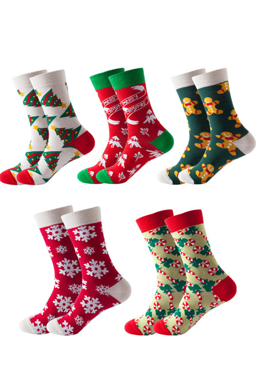 Fashion Novelty Harajuku Christmas Tree Snowflake Socks for Men and Women