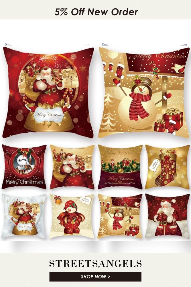 Christmas Golden Cartoon Home Decorations  Cushion Cover
