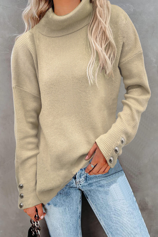 Casual Knitted Turtleneck Wool Pullover Jumper Batwing Sleeve Loose Sweaters