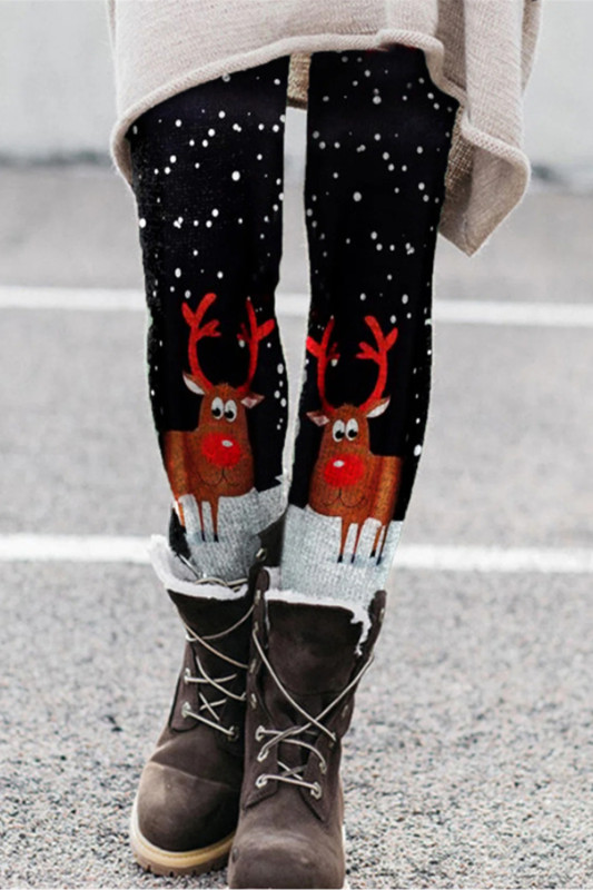 Women's Christmas Print Elastic Full Slim Casual Soft  Leggings
