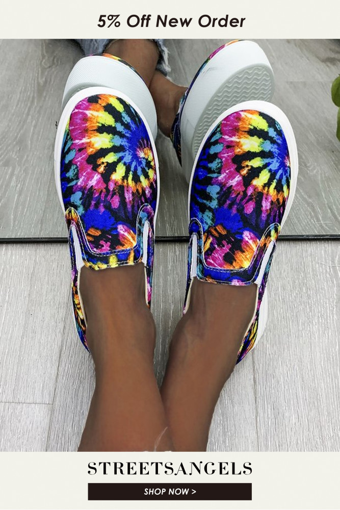 Ladies Fashion Graffiti Low Top Casual Canvas Loafers