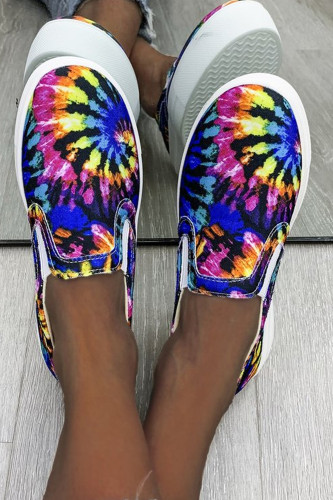 Ladies Fashion Graffiti Low Top Casual Canvas Loafers