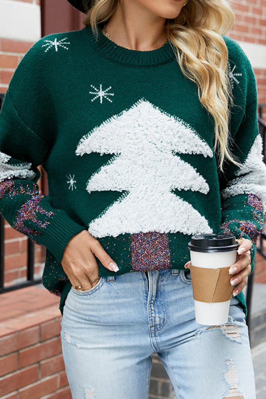 Christmas Fashion Loose Crew Neck Long Sleeve Printed Sweater