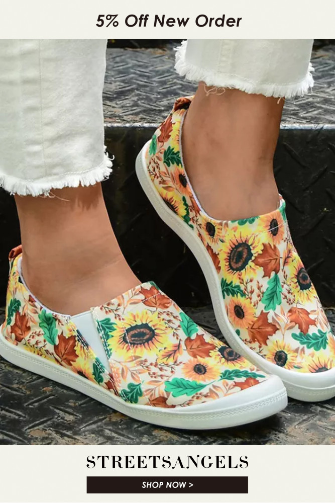 Casual Printing Slip-on Flat Canvas Shoes