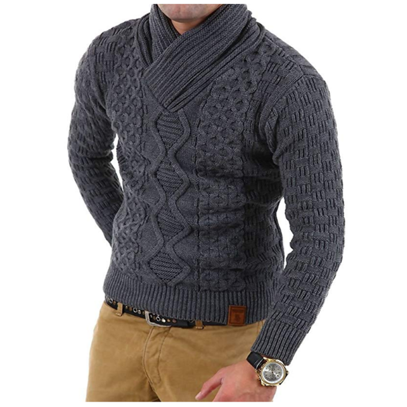 Fashion Solid Color Thickened Warm High Neck Long Sleeve O Neck Casual Men's Sweater