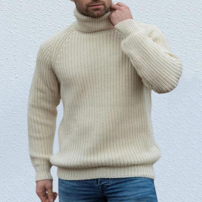 Men's Stylish Casual Turtleneck Pullover Knit Sweater