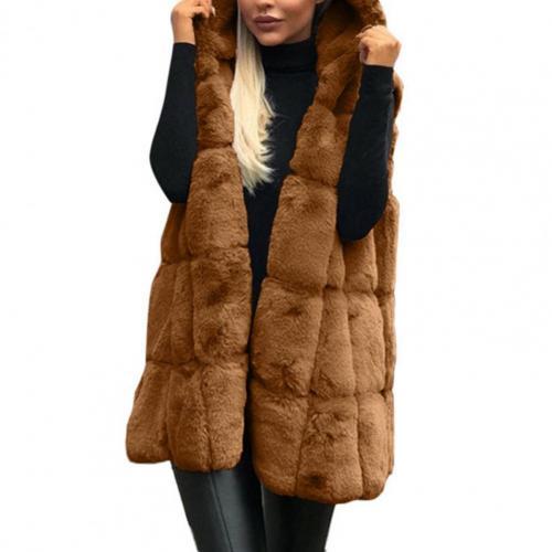 Fashion Tank Sleeveless Faux Fur Single Breasted Wool Coat Vest