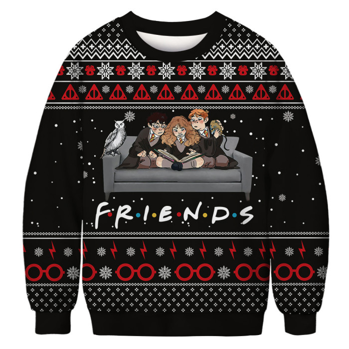 Christmas Crew Neck Casual Funny 3D Digital Printing Men's Sweatshirts