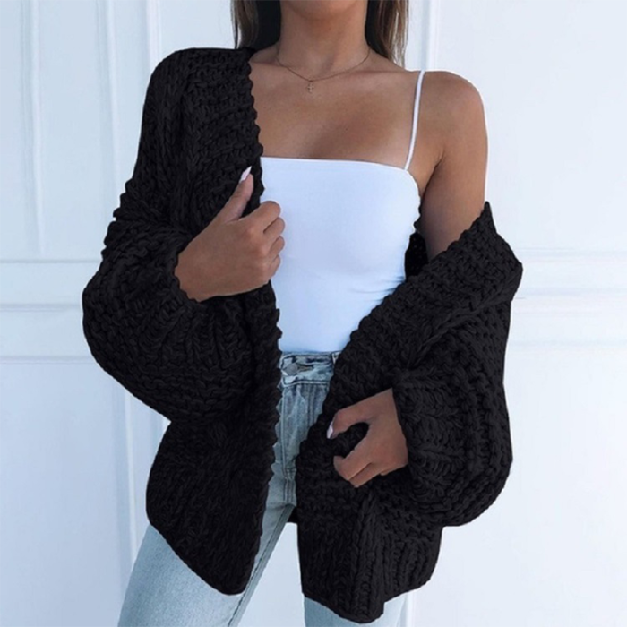 Fashion Casual Solid Color Loose Warm Sweater Cardigan