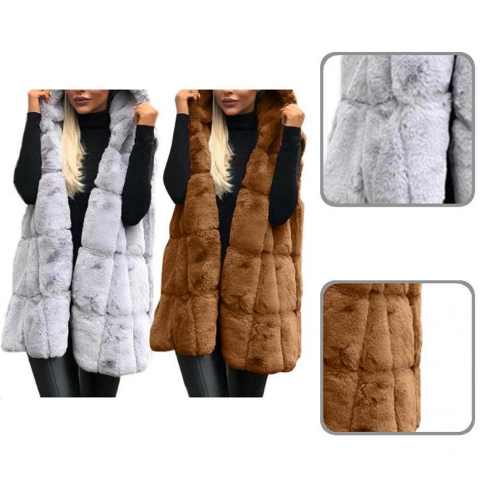 Fashion Tank Sleeveless Faux Fur Single Breasted Wool Coat Vest