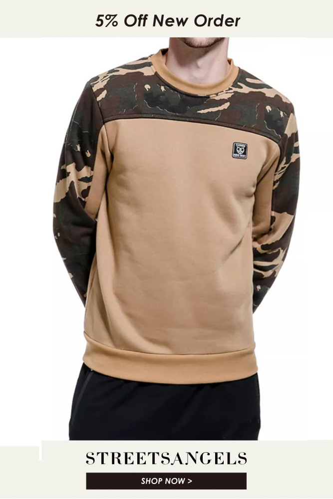 Fashion Camouflage Graphic Round Neck Warm Sweatshirts