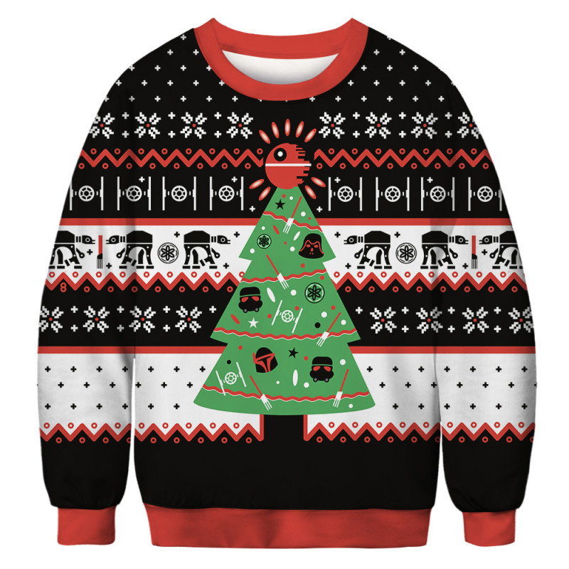 Christmas Digital Print Funny Pattern Round Neck Fashion Loose Sweatshirt