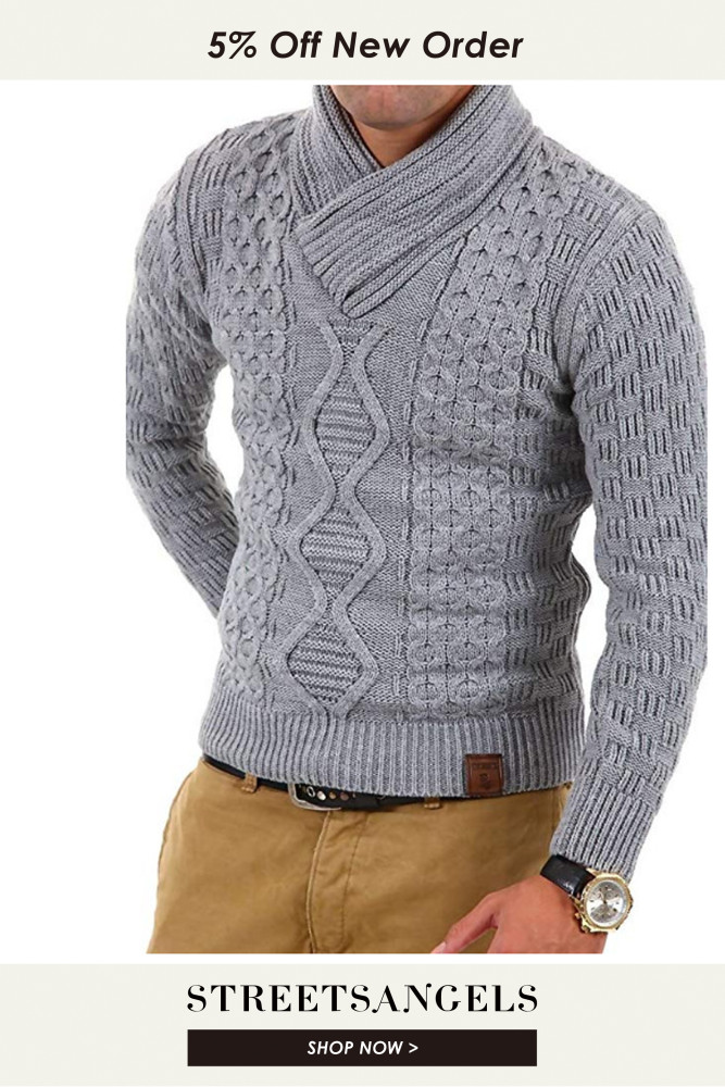 Fashion Solid Color Thickened Warm High Neck Long Sleeve O Neck Casual Men's Sweater