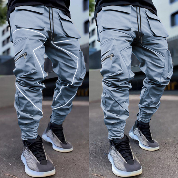 Men's Fashion Casual Loose Striped Sports Hip Hop Jogging Cargo Pants