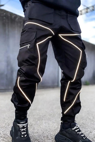 Men's Fashion Casual Loose Striped Sports Hip Hop Jogging Cargo Pants