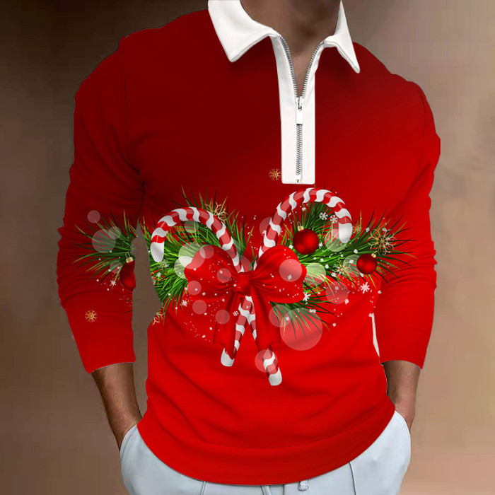 Christmas Fashion 3D Digital Printing Long Sleeve Loose Lapel Shirt