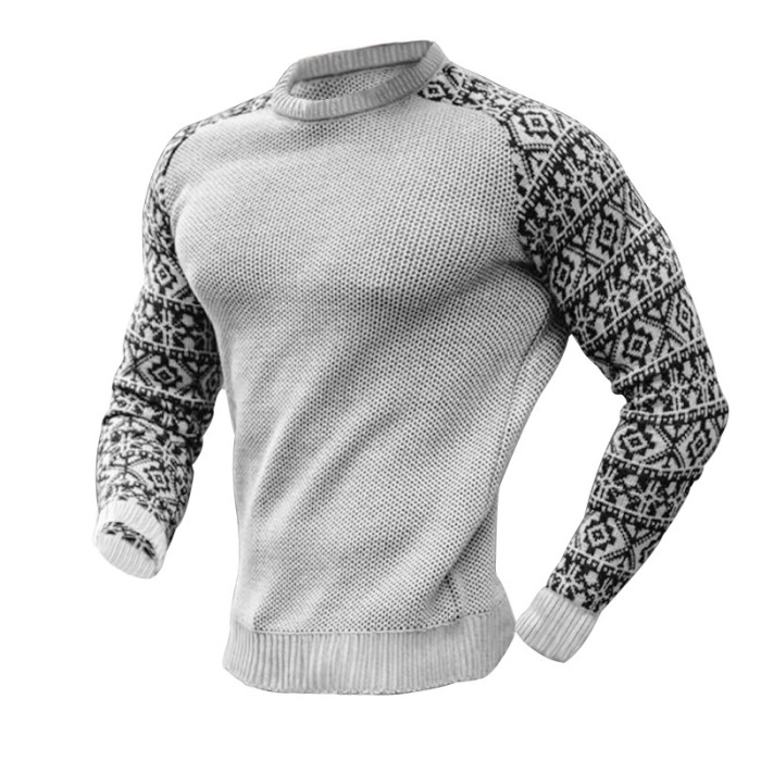 Men's Fashion Thin Sweater Casual O-Neck Solid Color Warm Slim Knit