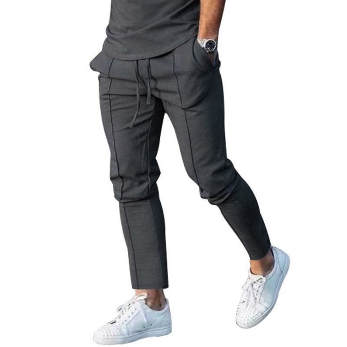 Fashion Jogging Sports Elastic Solid Color Waist Sports Casual Pants