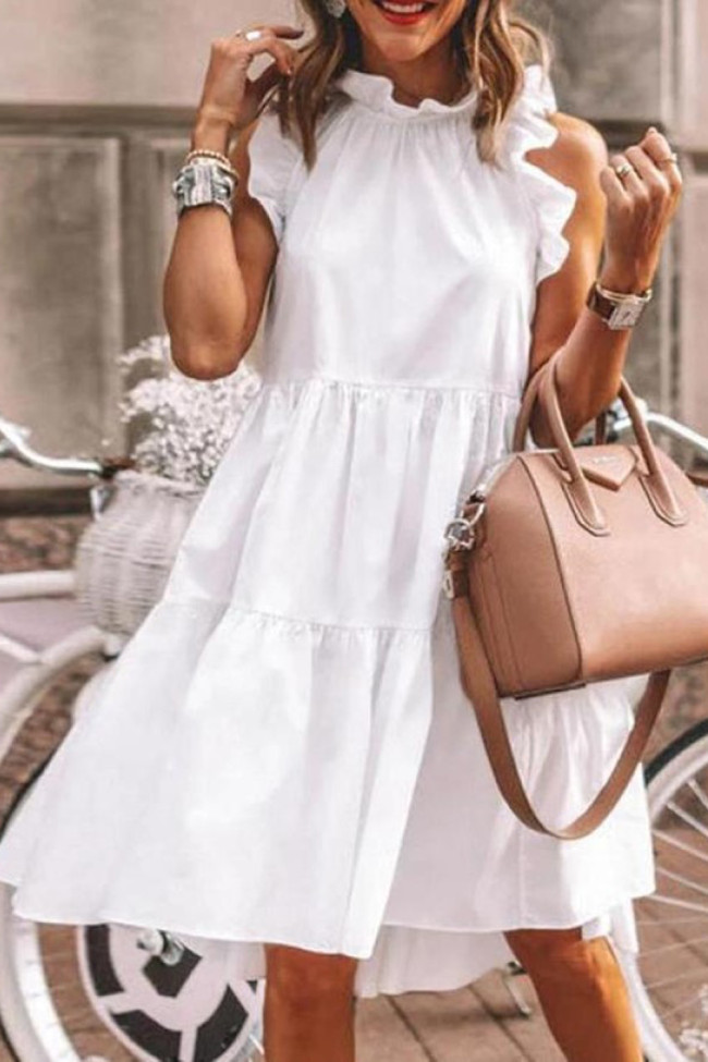 Fashion Ruffle Loose Casual Boho Sleeveless Casual Dress