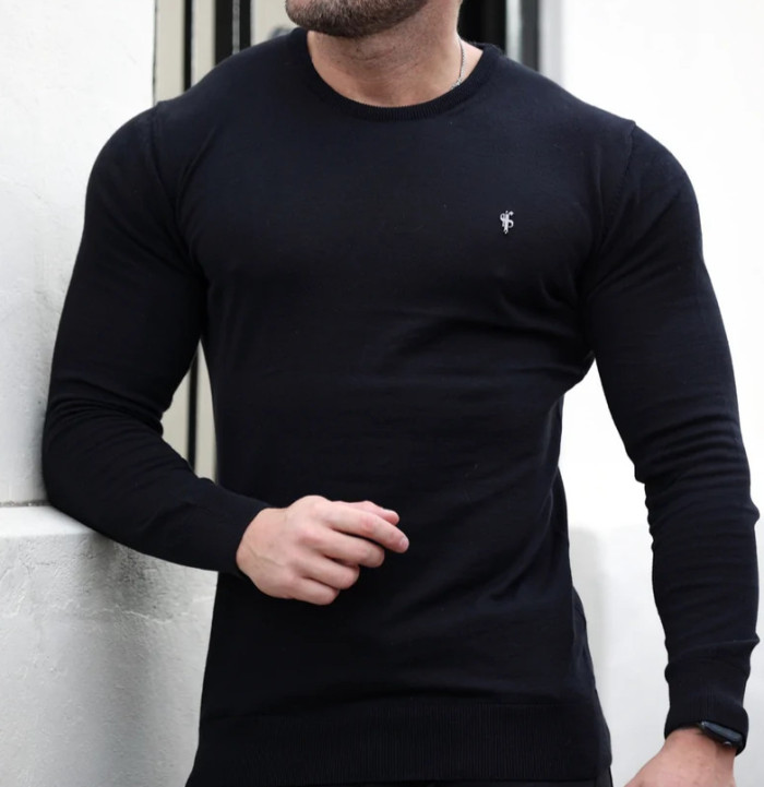 Fashionable Wool Casual Long Sleeve Crew Neck Knit Shirt Top
