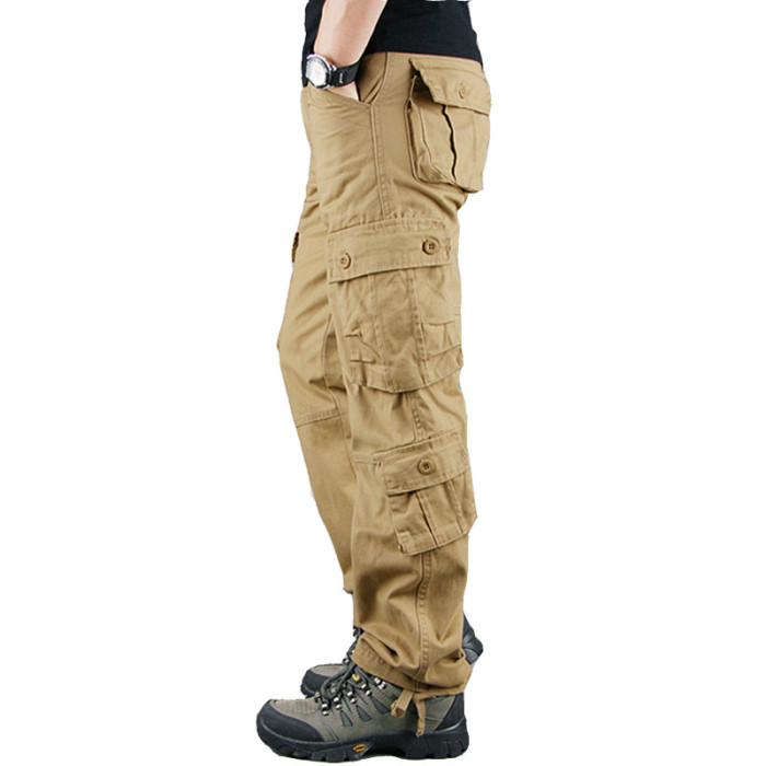 Men's Fashion Pocket Casual Cotton Tactical Pants Loose Cargo Pants