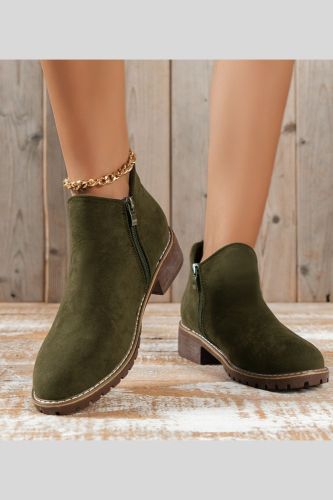 Women Fashion Solid Side Zip Non-Slip Ankle Boots