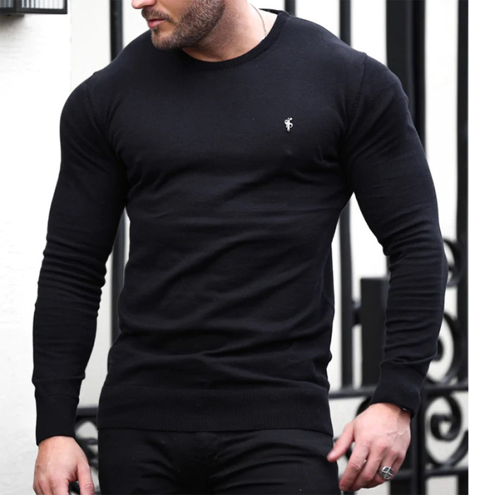 Fashionable Wool Casual Long Sleeve Crew Neck Knit Shirt Top