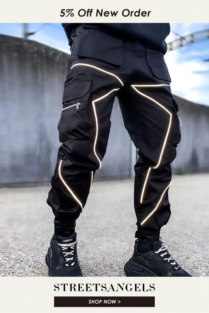 Men's Fashion Casual Loose Striped Sports Hip Hop Jogging Cargo Pants