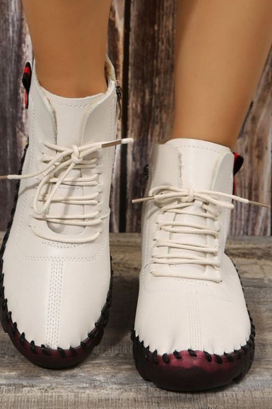Fashion Lace Up Comfortable Flat Ankle Boots