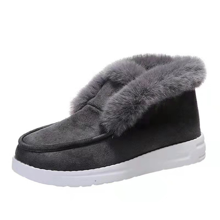 Women Warm Plush Suede Slip on Snow Boots