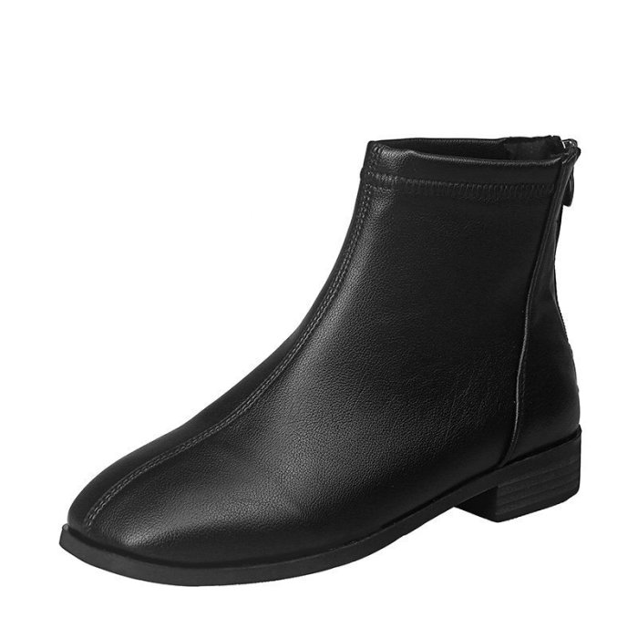 Women's Fashion Square Toe Square Heel Zip Ankle Boots