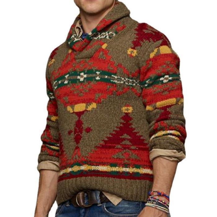 Christmas Pullover Red Fashion Loose Men's Knit Sweater