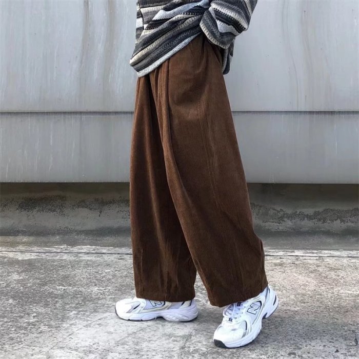 Men's Casual Retro Harajuku Fashion Loose Versatile Corduroy Unisex Pants